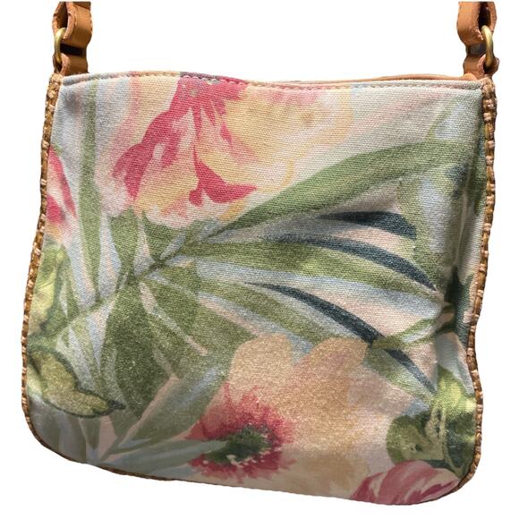 Fossil Women's Purse Floral Canvas Woven Shoulder Bag Tropical Vacation - Picture 1 of 7